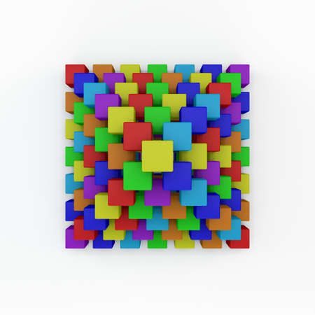 Pyramid from toy building blocks.Isolated on white background. 3D rendering illustration.Top view.