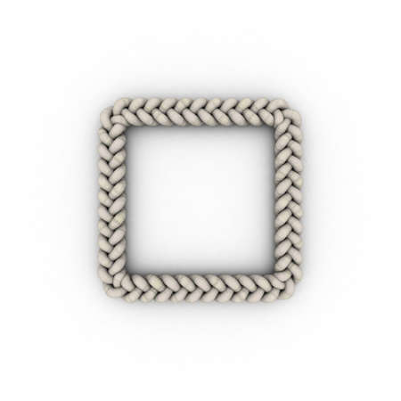 Braided frame in form of square. Isolated on white background.3D rendering illustration.