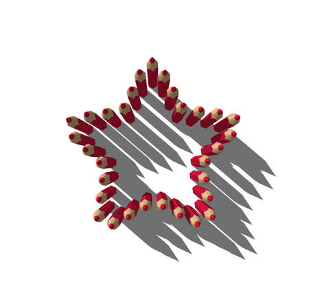 Color pencils. Star from pencils. Isolated on white background. 3D rendering illustration.の写真素材