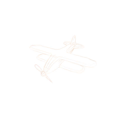 Retro plane. Isolated on white background. Sketch illustration.の写真素材