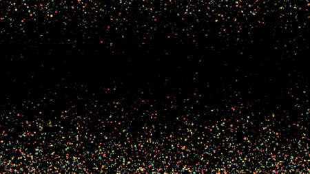 Abstract black background with confetti. Digital colorful illustration.の写真素材