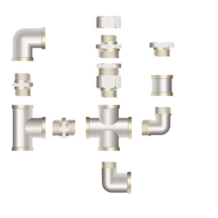 realistic plumbing fittings. Vector illustration.のイラスト素材