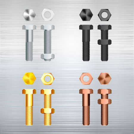 screw set on a metal background. Vector illustration.のイラスト素材