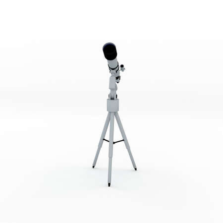 Telescope. Isolated on white background. 3D rendering illustration. Front view. の写真素材