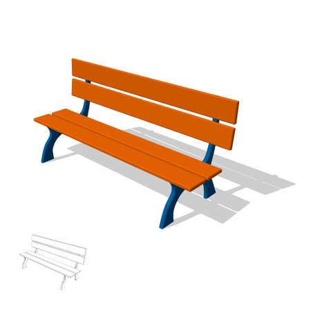 Park bench. Isolated on white background. 3d Vector illustration.のイラスト素材