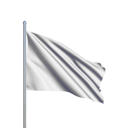 Blank flag. Isolated on white background. 3D rendering illustration.の写真素材