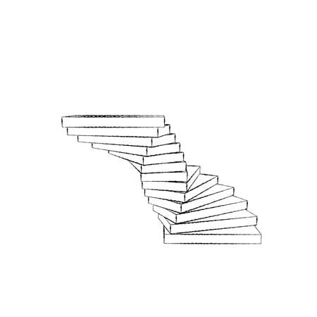 Spiral staircase. Isolated on white background. Sketch illustration.の写真素材