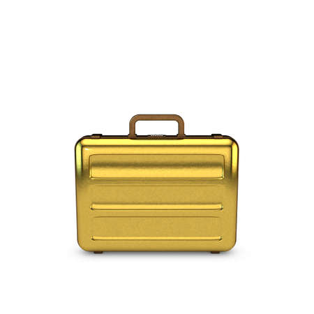 Metallic suitcase. Isolated on white background. 3D rendering illustration.の写真素材