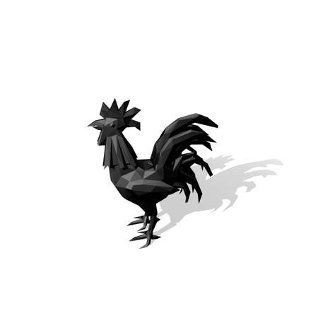 Polygonal cock.Isolated on white background.3D rendering illustration.の写真素材