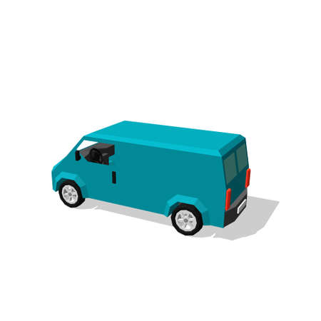 Polygonal minibus. Isolated on white background. Vector illustration.のイラスト素材
