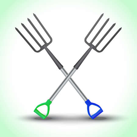 Realistic pitchfork isolated. Vector illustrationのイラスト素材