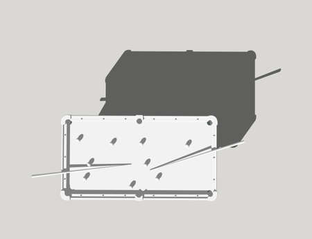 Billiard table. Isolated on grey background. 3D rendering illustration. Top view.