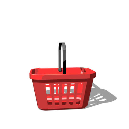 Shopping basket. Isolated on white background. 3D rendering illustrationの写真素材