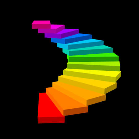 Spiral staircase. Isolated on black background.3d Vector colorful illustration.のイラスト素材