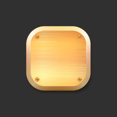 Blank golden plate. Isolated on grey background. Vector illustration.のイラスト素材