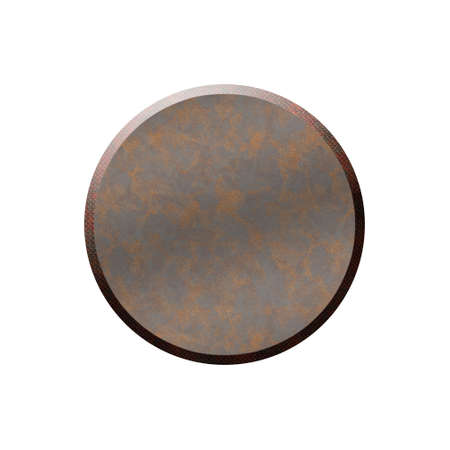 Metal badge in form of circle.Isolated on white background.の写真素材