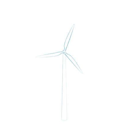 Wind turbin. Isolated on white background.Sketch illustration.の写真素材