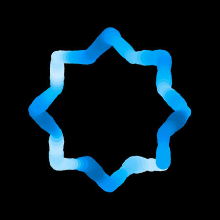 Abstract luminance octagram frame. Isolated on black background. Vector illustration.