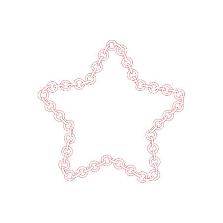 Chain frame.Star. Isolated on white background.Vector outline illustration.のイラスト素材