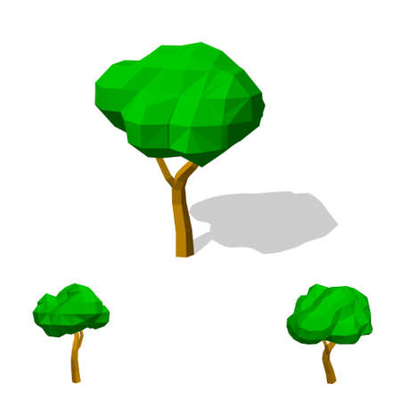 Polygonal tree. Isolated on white background.3d Vector illustration.のイラスト素材