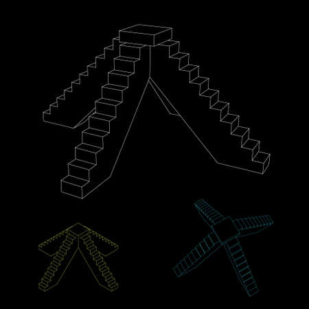 Pedestal with steps. Isolated on black background. Vector outline illustration.のイラスト素材