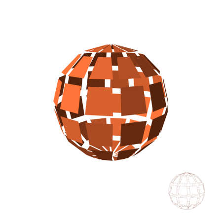 Abstract polygonal broken sphere. Isolated on white background. 3d Vector illustration.のイラスト素材