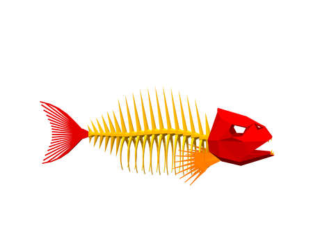 Polygonal Fish skeleton. Isolated on white background.Vector illustration.のイラスト素材