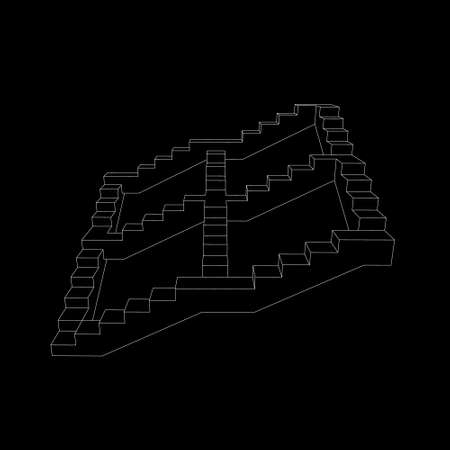 Stairway. Isolated on black background. Vector outline illustration.のイラスト素材