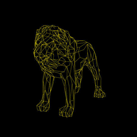 Abstract lion. Isolated on black background.Vector outline illustration.のイラスト素材