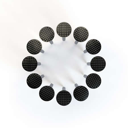 Circle of nails. Isolated on white background. 3D rendering illustration.の写真素材