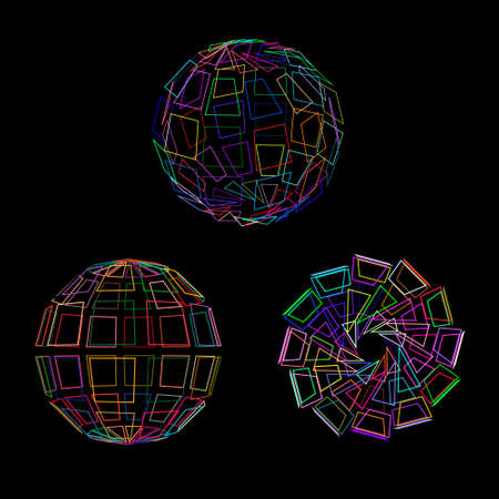 Abstract polygonal broken sphere setのイラスト素材