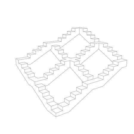 Stairway. Isolated on white background. Vector outline illustration.のイラスト素材