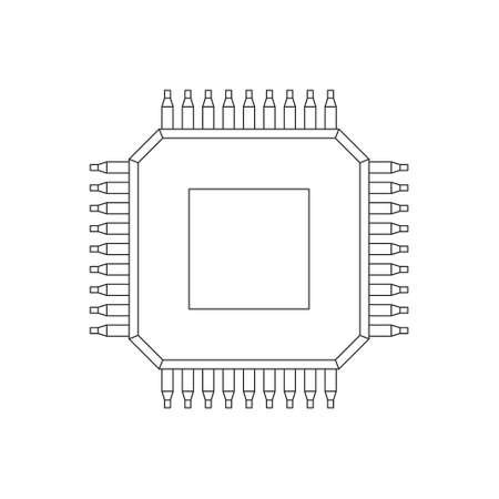 CPU processor icon. Isolated on white background. Vector outline illustration. Top view.のイラスト素材