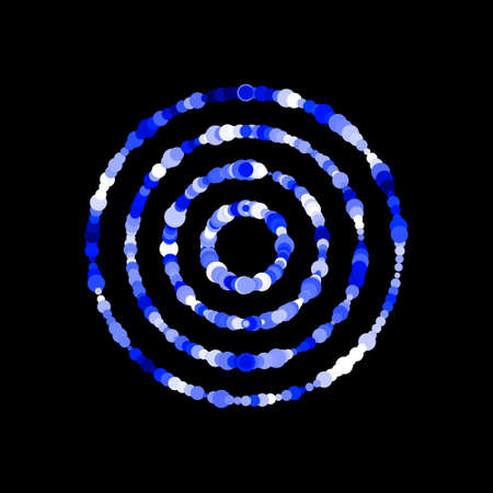 Rings from dots. Isolated on black background. Luminance effect. Vector illustration.のイラスト素材