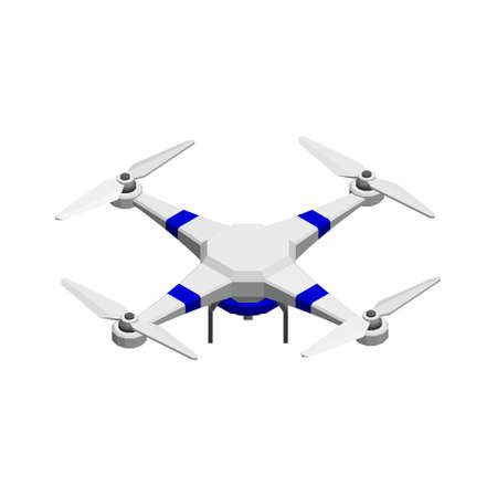 Drone with camera, UAV. Isolated on white background. 3d Vector illustration.Isometric view.のイラスト素材