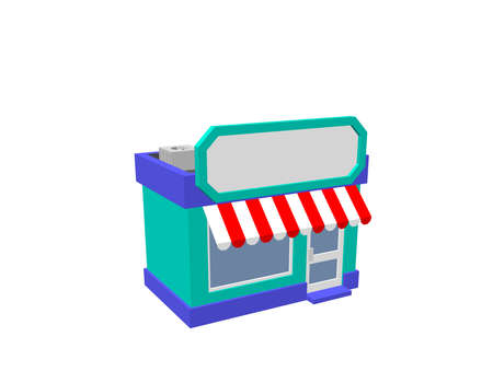 Store building. Isolated on white background. 3d Vector illustration.のイラスト素材