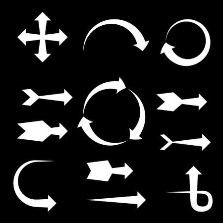 Arrow sign set. Isolated on black background.Vector illustration.のイラスト素材
