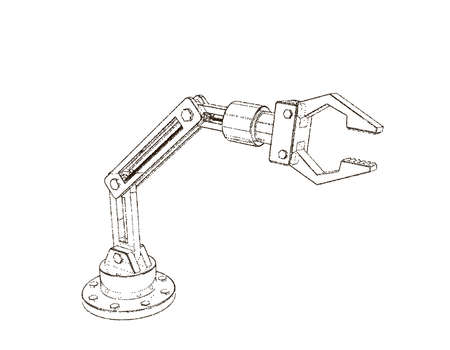 Robotic arm. Isolated on white background. Vector illustration. Pointillism style.のイラスト素材