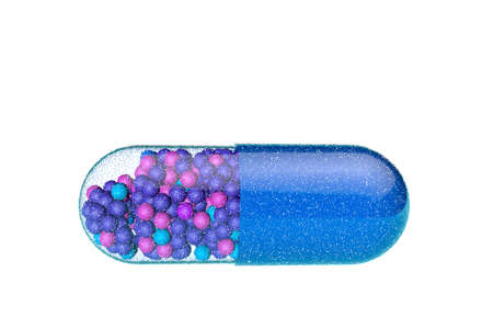 Capsule pill. Isolated on white background. Vector illustration. Pointillism style.