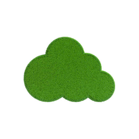Patch of grass in form of cloud. Isolated on white background.3D rendering illustration.の写真素材