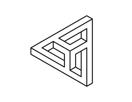 Impossible object. Isolated on white background. Vector outline illustration.のイラスト素材