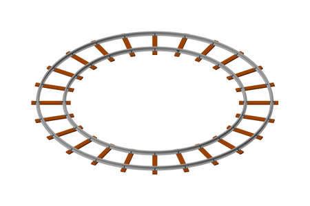 Round railway track. Isolated on white background. 3d Vector illustration. Isometric projection.のイラスト素材