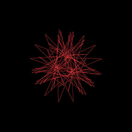 Abstract geometric shape of lines. Isolated on black background. Vector outline illustration.