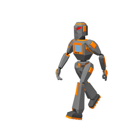 Robot character walking. Isolated on white background. 3d Vector illustration.のイラスト素材