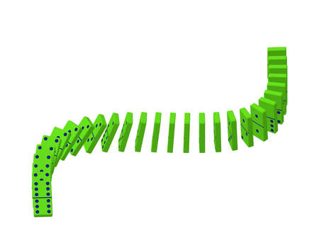 Falling dominoes. Isolated on white background. 3d Vector illustration. Isometric projection.のイラスト素材