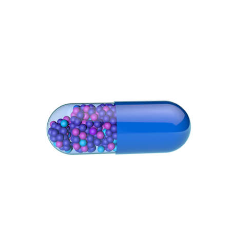 Capsule pill. Isolated on white background. 3D rendering illustration.の写真素材