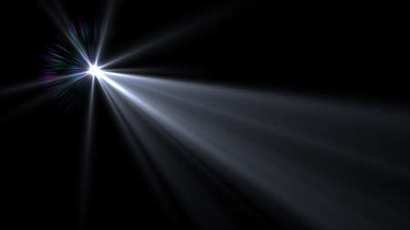 Lens flare effect on dark background. Digital colorful illustration.の写真素材