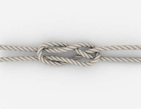 Rope Sheet Bend.Isolated on white background.3D rendering illustration.の写真素材