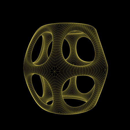 Abstract 3d shape with holes. Vector wireframe illustration.のイラスト素材