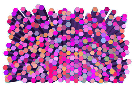 Abstract construction of hexagons. Isolated on white background. 3d Vector illustration. Top view. 